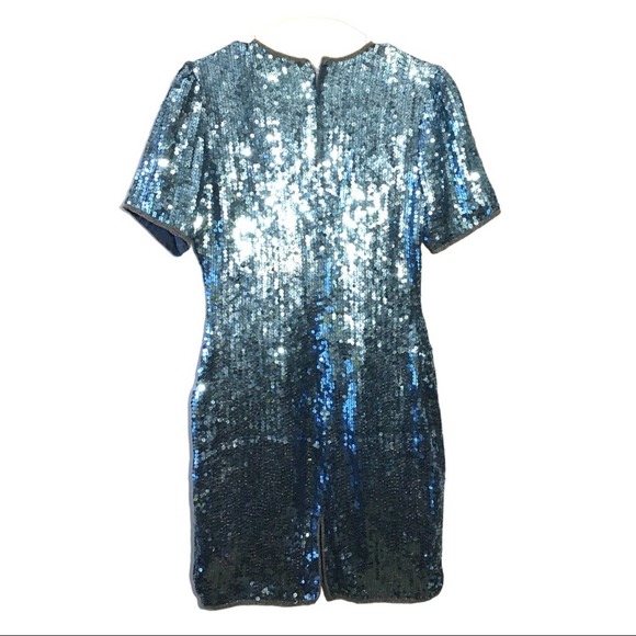 Scala Silk Blue Sequin Sheath Dress S - Picture 3 of 6